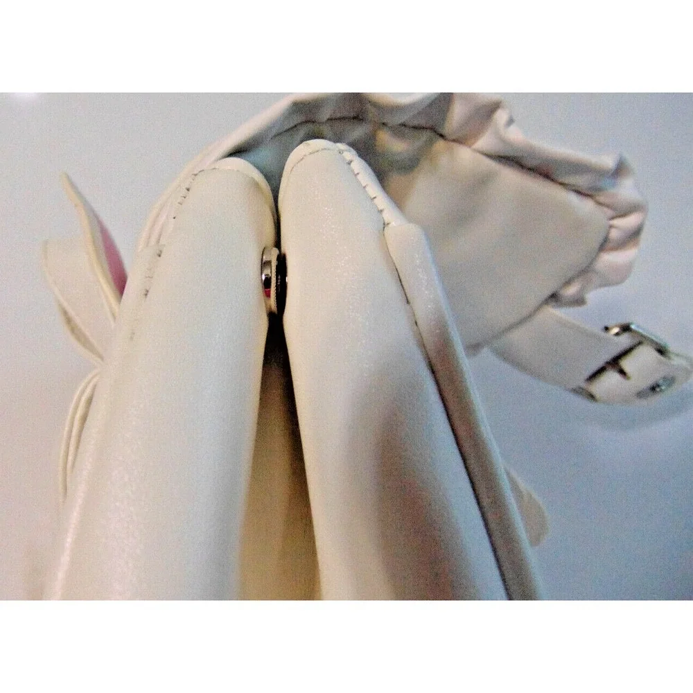 Women's Girl's Backpack Bag Purse White Medium Student Kitty Cat Straps Bow